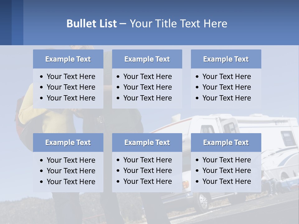 A Man And Woman Standing Next To A Camper PowerPoint Template