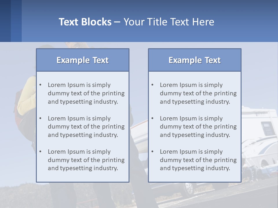 A Man And Woman Standing Next To A Camper PowerPoint Template