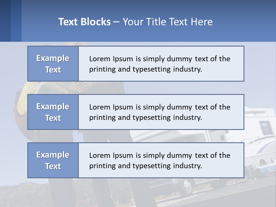 A Man And Woman Standing Next To A Camper PowerPoint Template