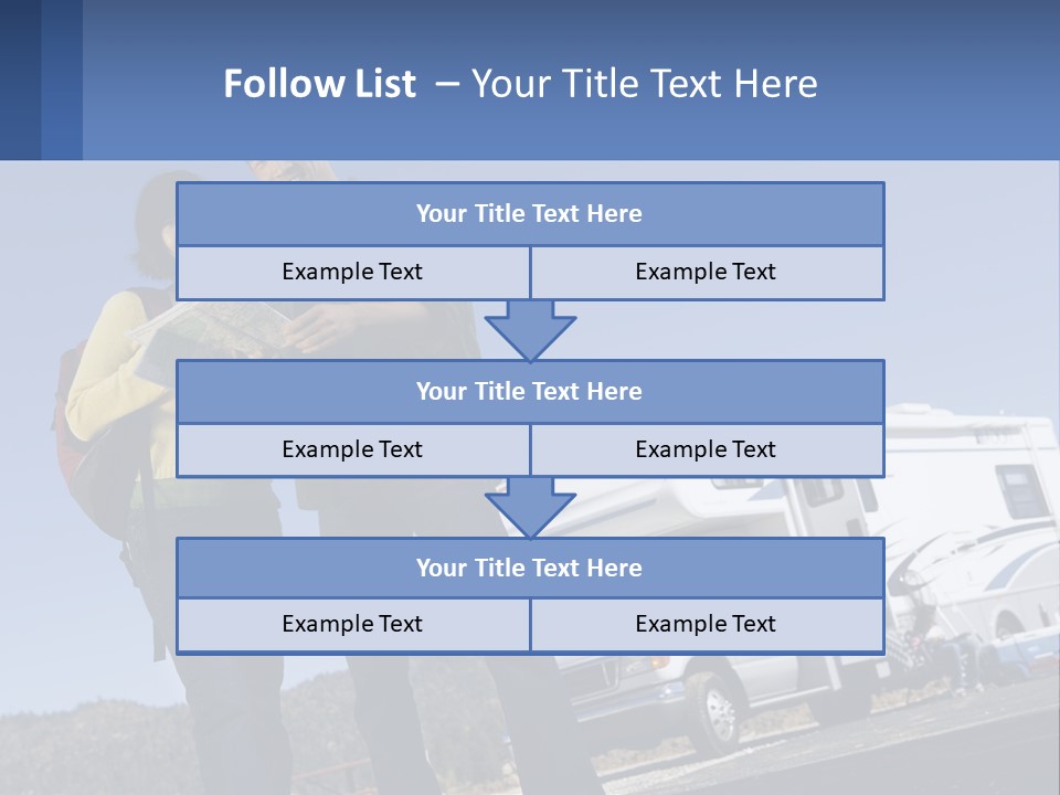 A Man And Woman Standing Next To A Camper PowerPoint Template