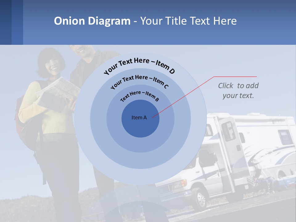 A Man And Woman Standing Next To A Camper PowerPoint Template