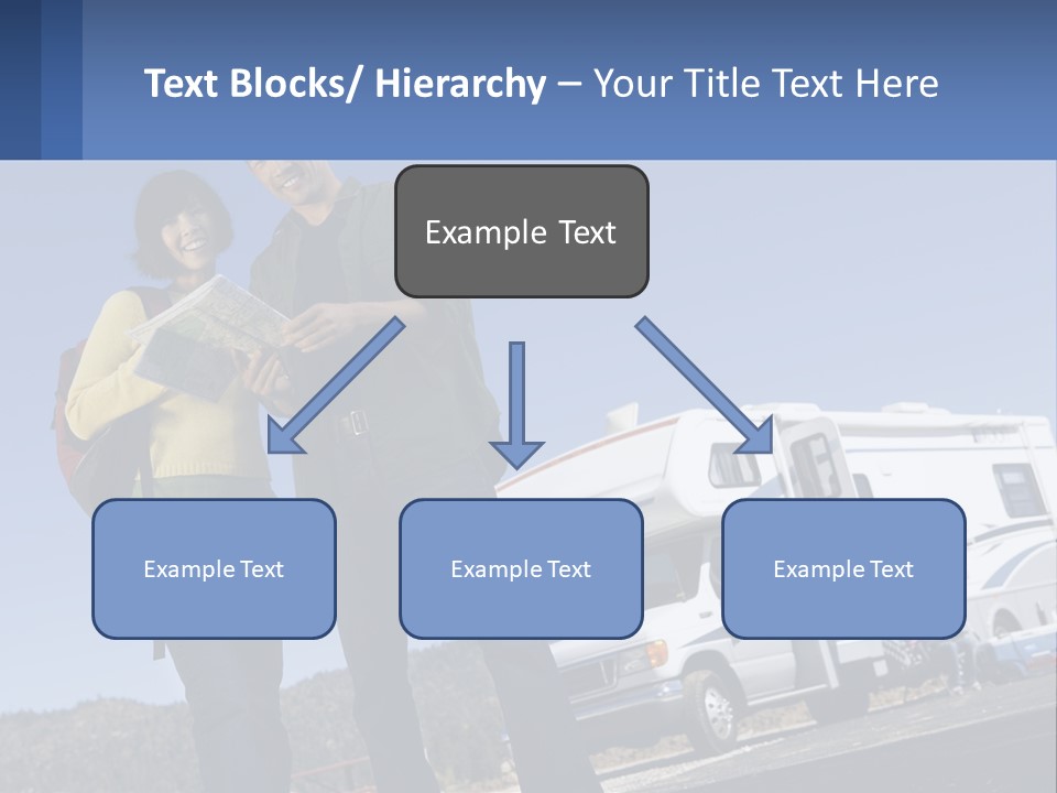 A Man And Woman Standing Next To A Camper PowerPoint Template