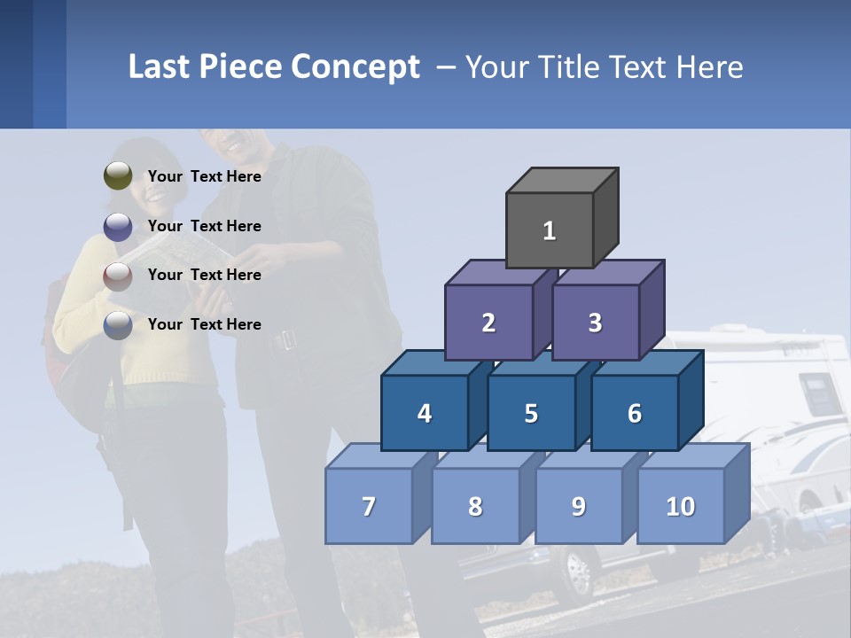 A Man And Woman Standing Next To A Camper PowerPoint Template