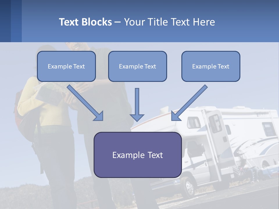 A Man And Woman Standing Next To A Camper PowerPoint Template