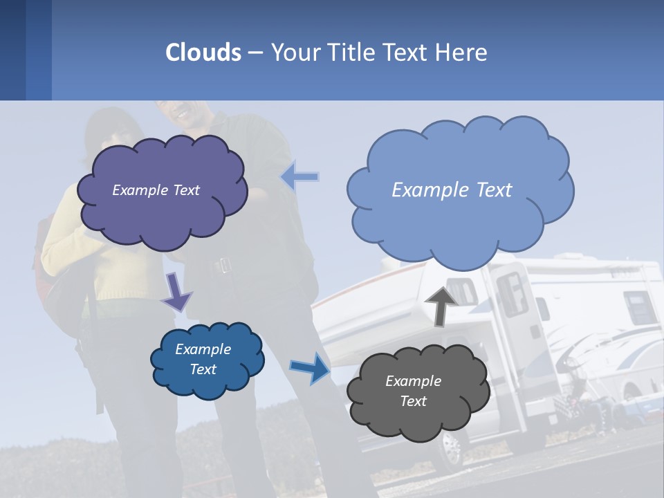A Man And Woman Standing Next To A Camper PowerPoint Template