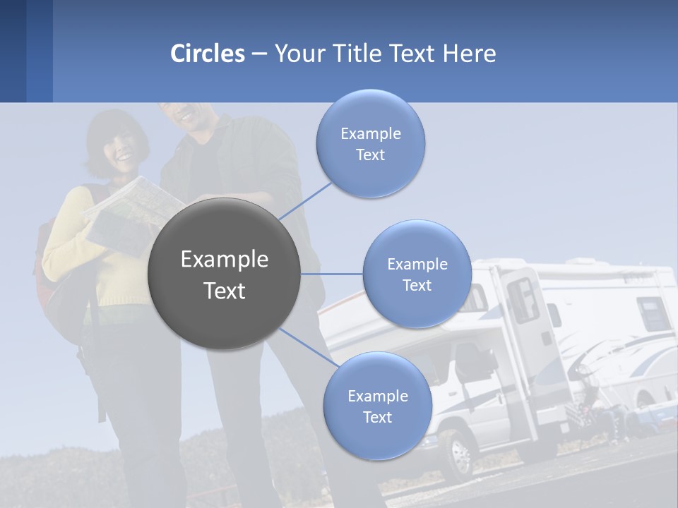 A Man And Woman Standing Next To A Camper PowerPoint Template