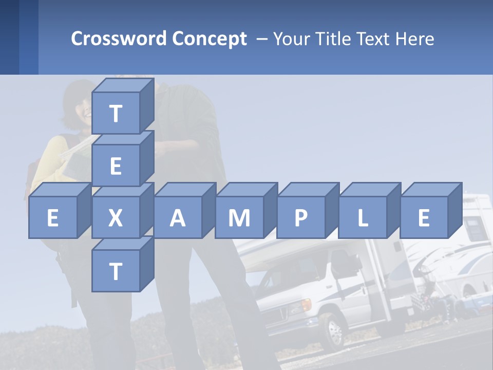 A Man And Woman Standing Next To A Camper PowerPoint Template