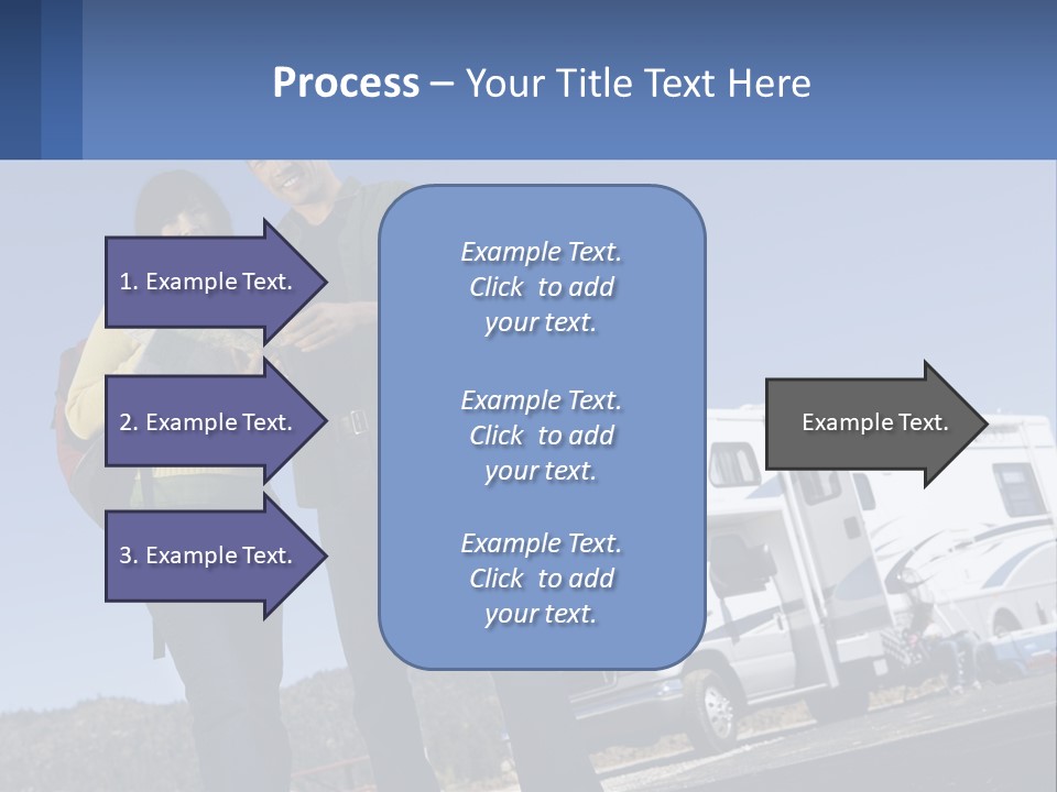 A Man And Woman Standing Next To A Camper PowerPoint Template