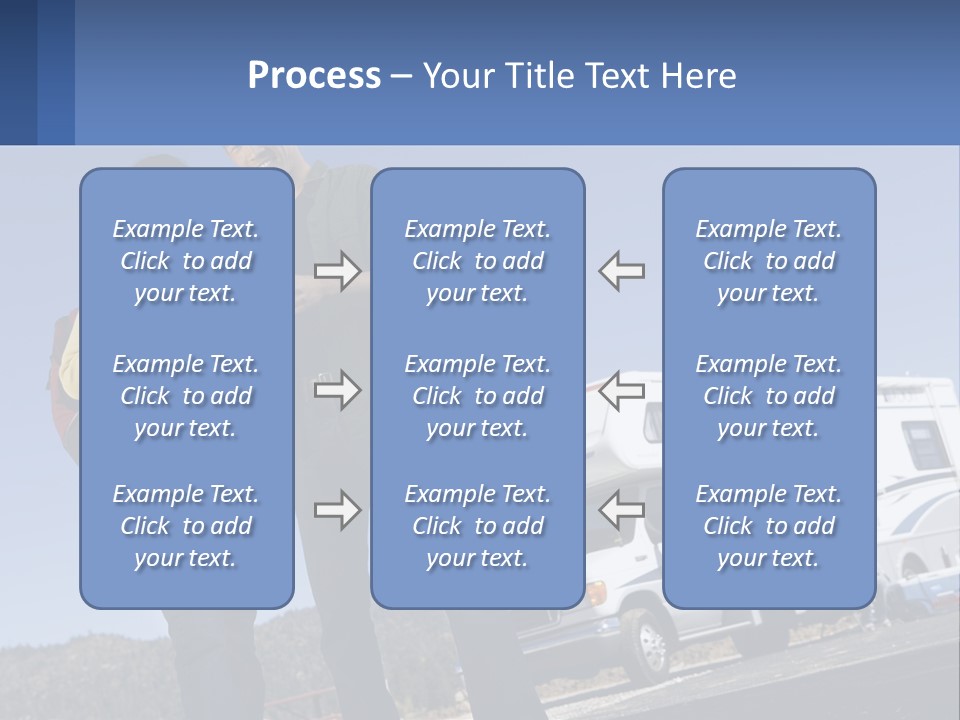 A Man And Woman Standing Next To A Camper PowerPoint Template