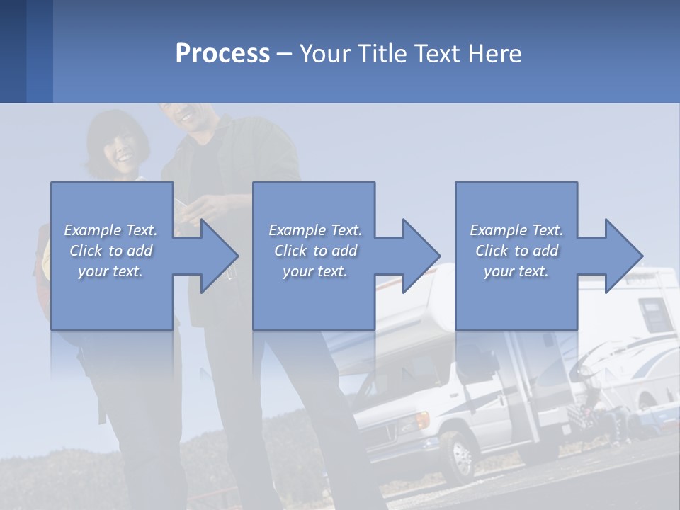 A Man And Woman Standing Next To A Camper PowerPoint Template