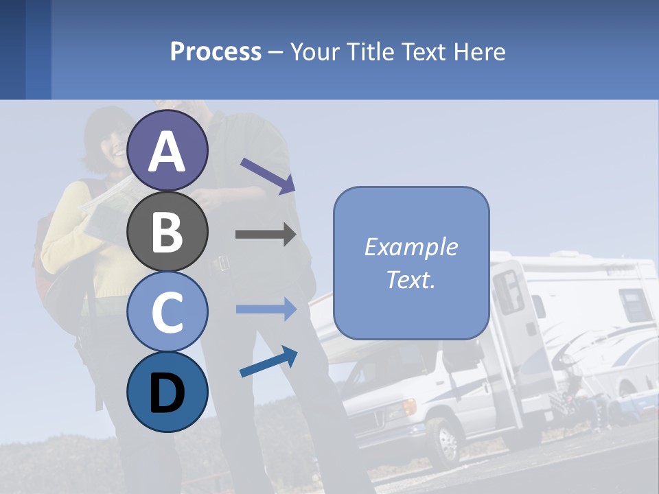 A Man And Woman Standing Next To A Camper PowerPoint Template
