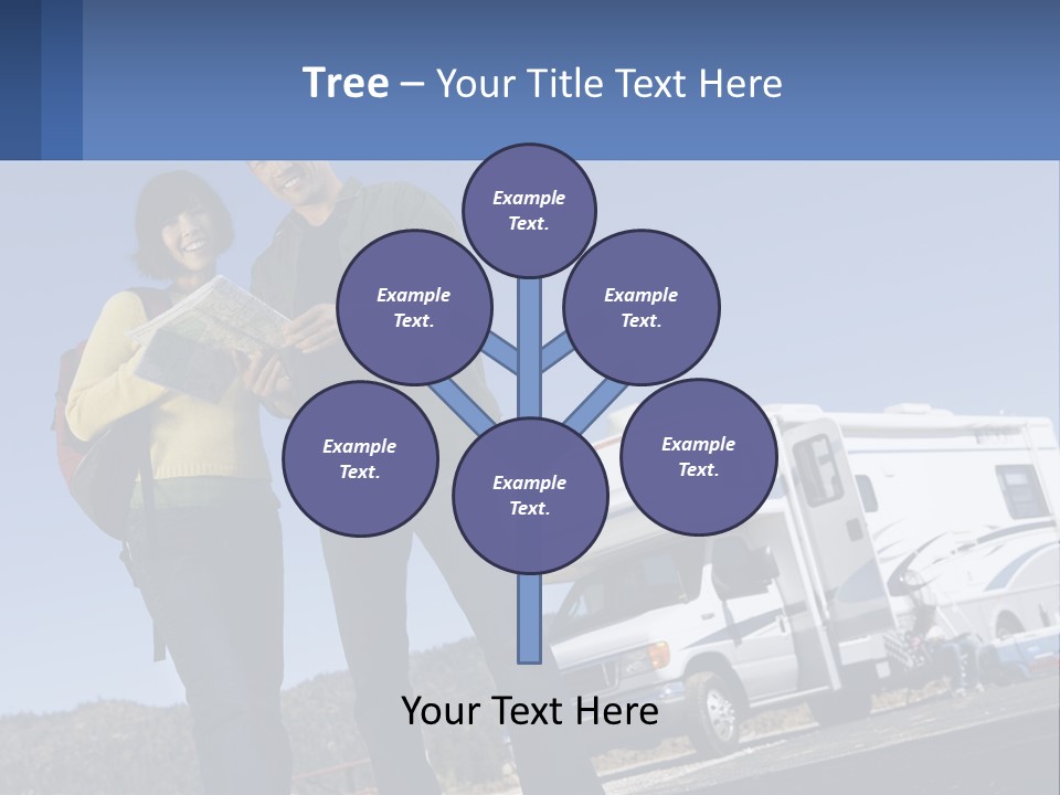 A Man And Woman Standing Next To A Camper PowerPoint Template