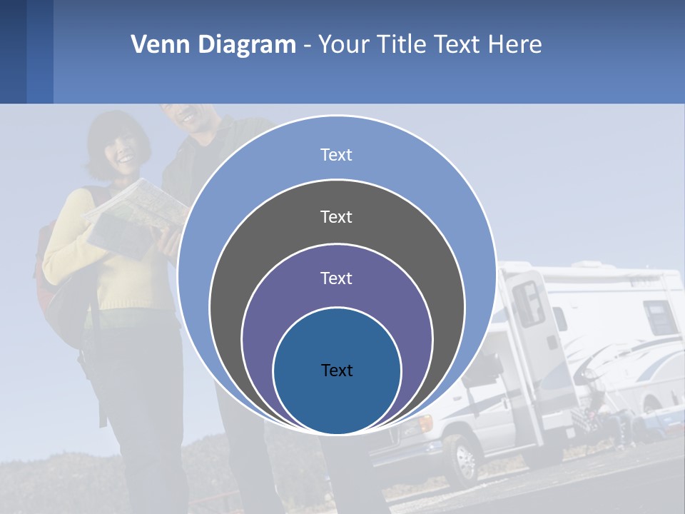 A Man And Woman Standing Next To A Camper PowerPoint Template