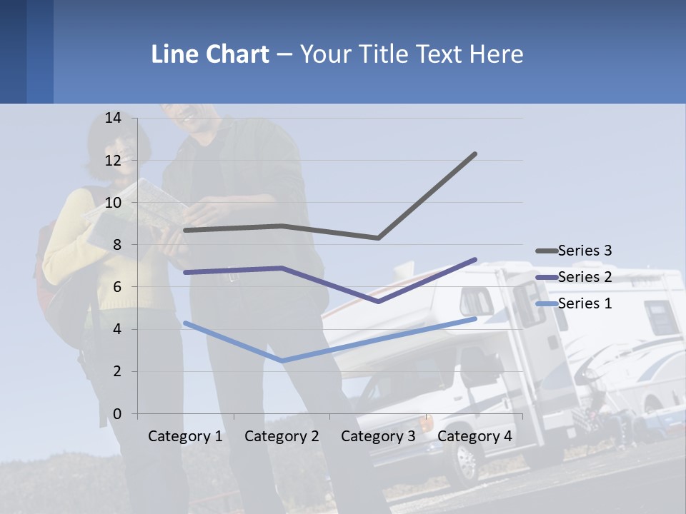 A Man And Woman Standing Next To A Camper PowerPoint Template
