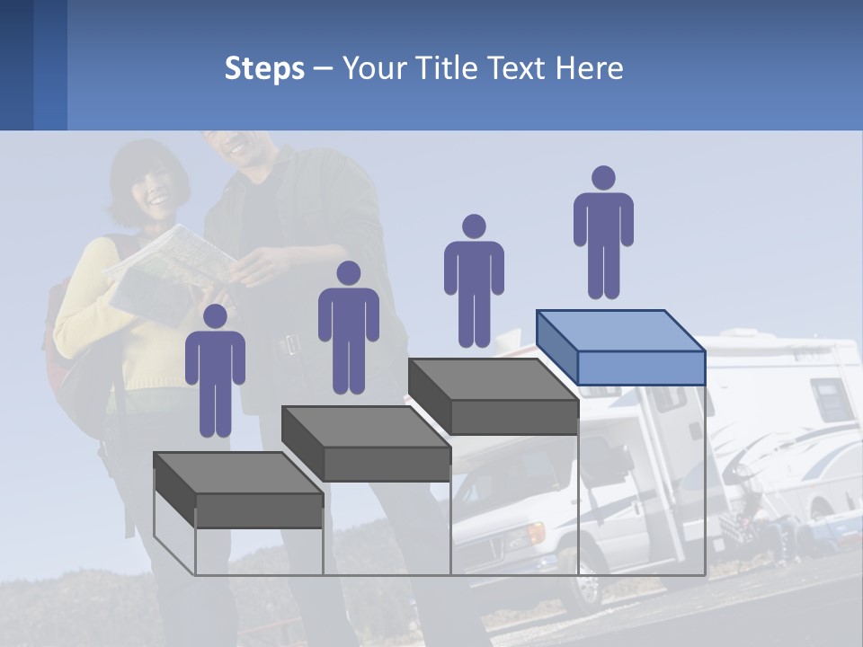 A Man And Woman Standing Next To A Camper PowerPoint Template