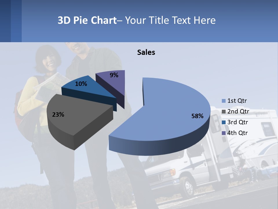 A Man And Woman Standing Next To A Camper PowerPoint Template