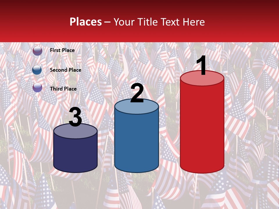 A Field Full Of American Flags With A Name Of Presentation PowerPoint Template