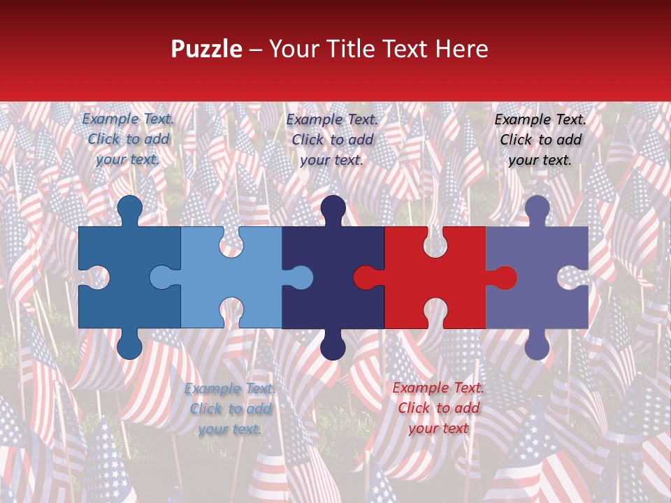 A Field Full Of American Flags With A Name Of Presentation PowerPoint Template