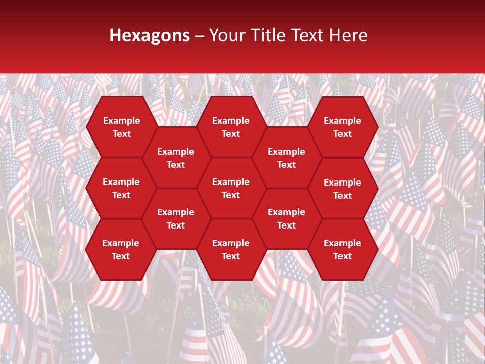 A Field Full Of American Flags With A Name Of Presentation PowerPoint Template