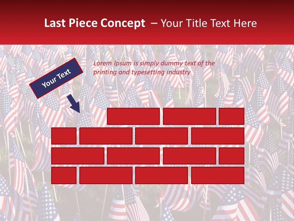 A Field Full Of American Flags With A Name Of Presentation PowerPoint Template
