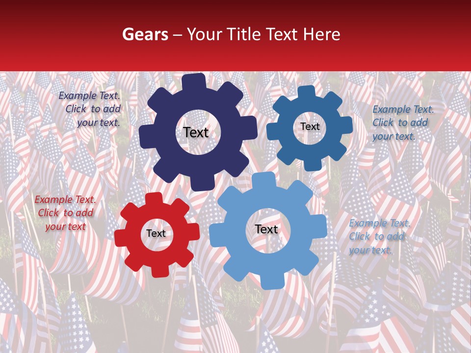 A Field Full Of American Flags With A Name Of Presentation PowerPoint Template