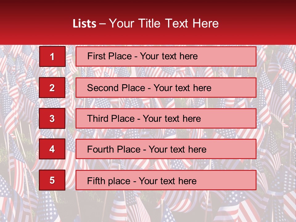 A Field Full Of American Flags With A Name Of Presentation PowerPoint Template