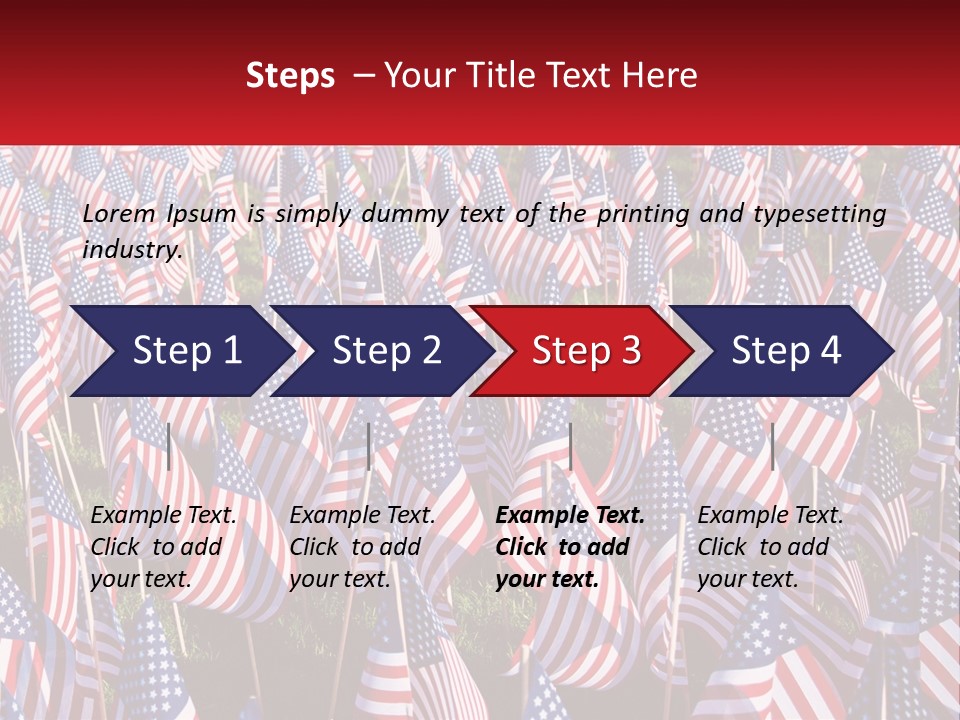A Field Full Of American Flags With A Name Of Presentation PowerPoint Template