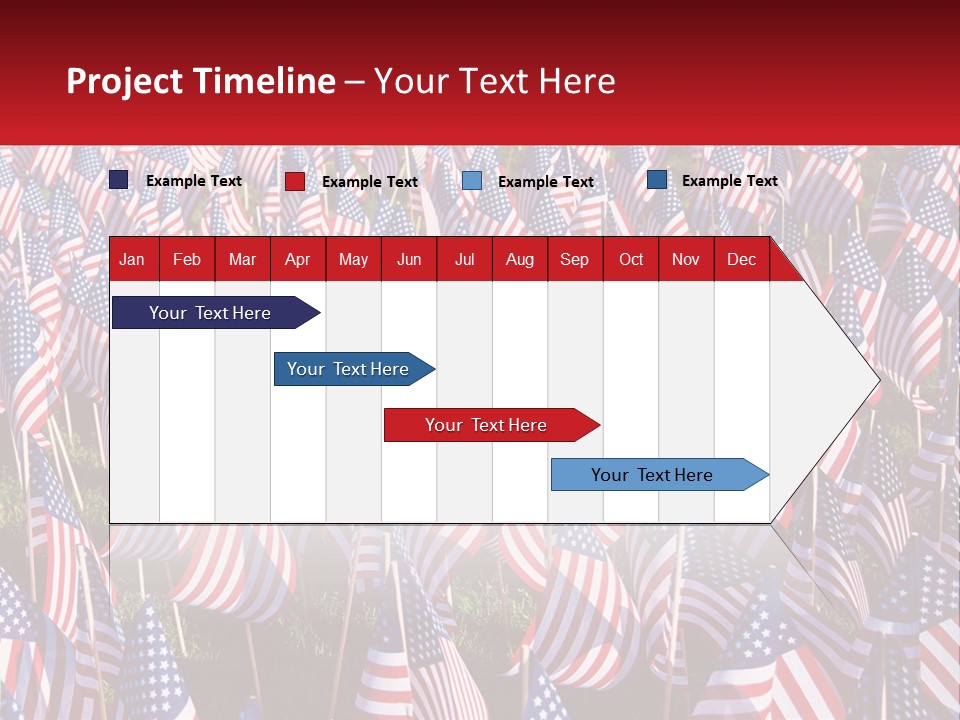 A Field Full Of American Flags With A Name Of Presentation PowerPoint Template