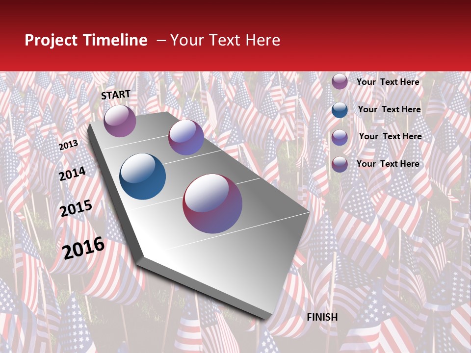 A Field Full Of American Flags With A Name Of Presentation PowerPoint Template