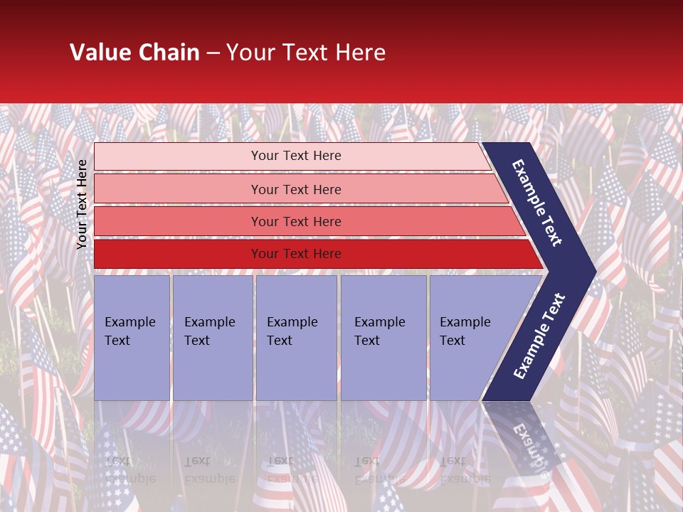 A Field Full Of American Flags With A Name Of Presentation PowerPoint Template