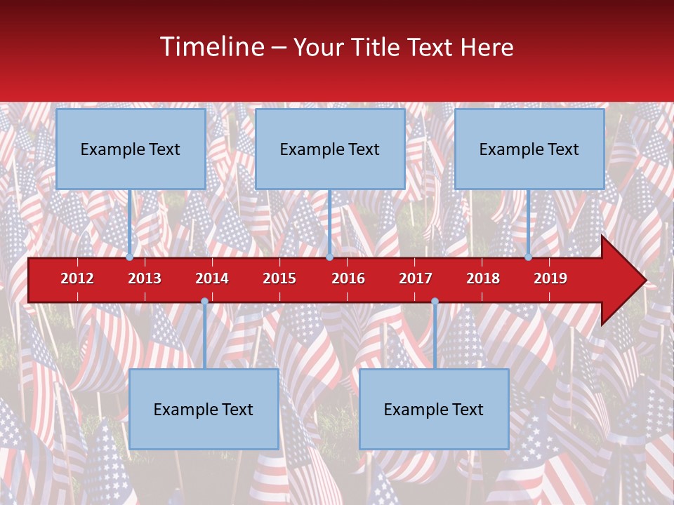 A Field Full Of American Flags With A Name Of Presentation PowerPoint Template