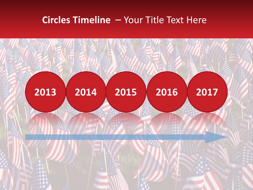 A Field Full Of American Flags With A Name Of Presentation PowerPoint Template