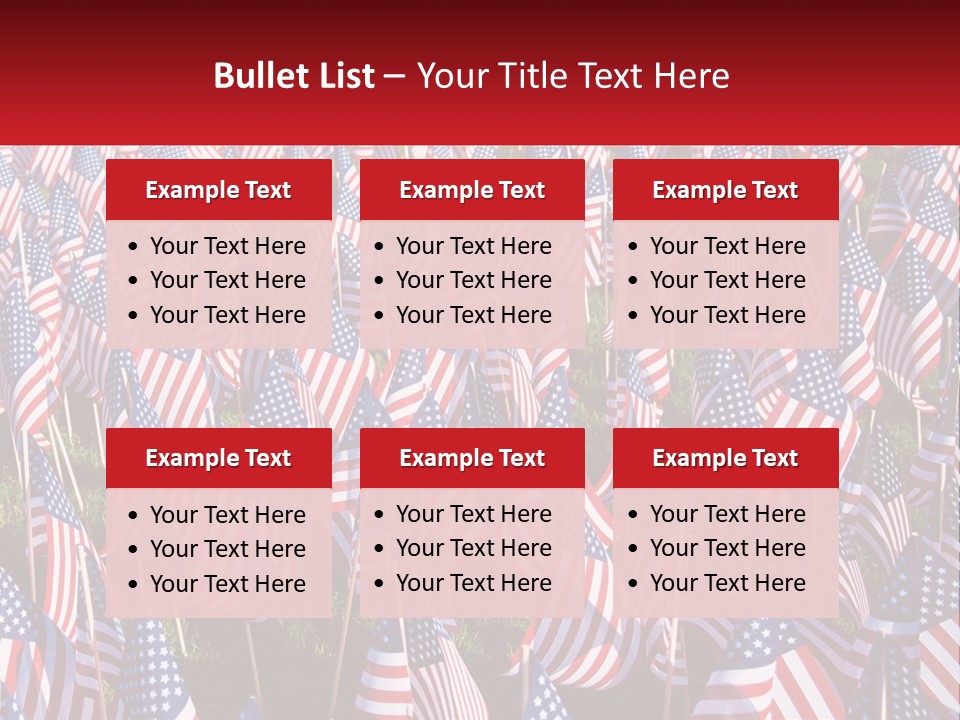 A Field Full Of American Flags With A Name Of Presentation PowerPoint Template