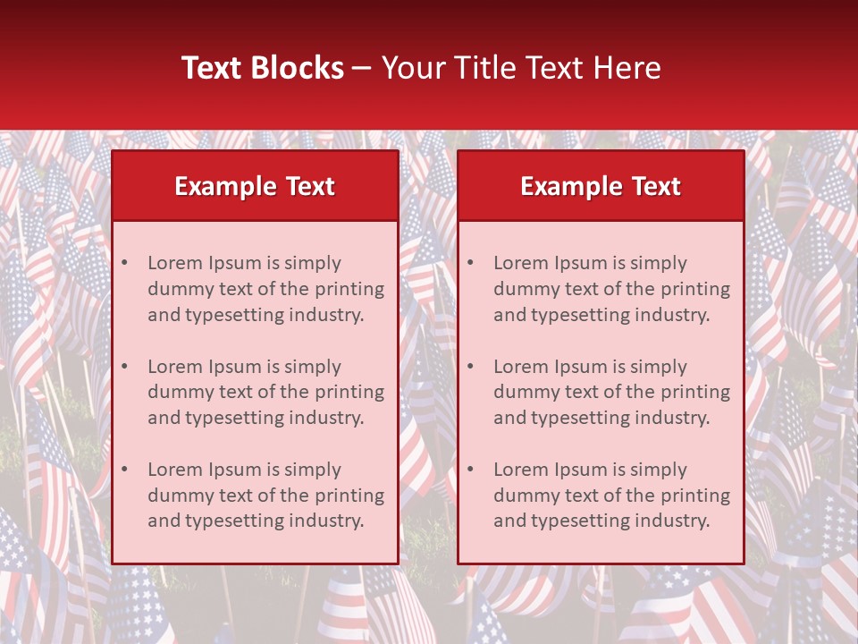 A Field Full Of American Flags With A Name Of Presentation PowerPoint Template