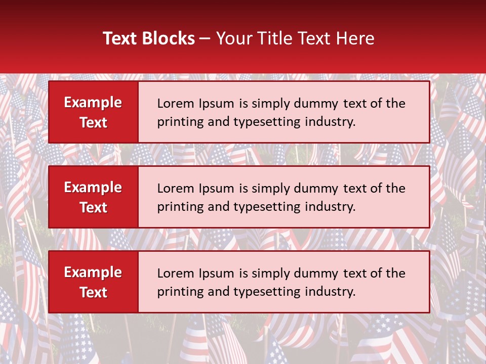 A Field Full Of American Flags With A Name Of Presentation PowerPoint Template