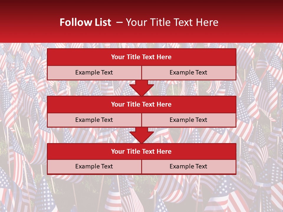 A Field Full Of American Flags With A Name Of Presentation PowerPoint Template