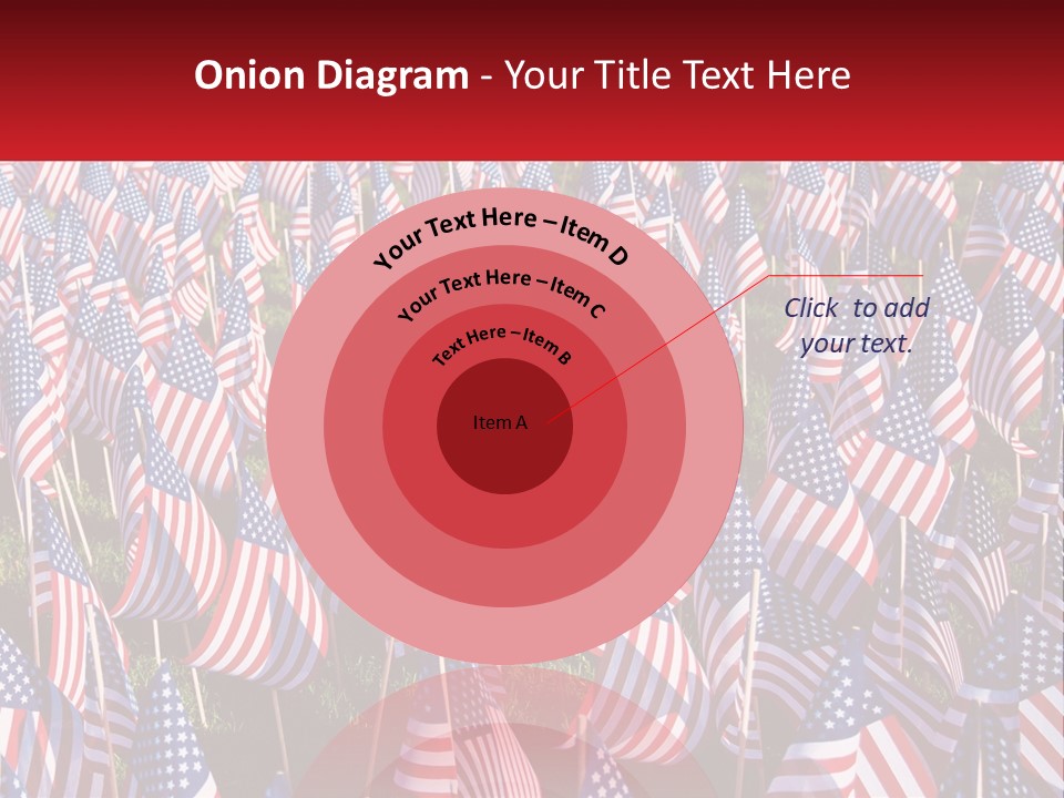 A Field Full Of American Flags With A Name Of Presentation PowerPoint Template