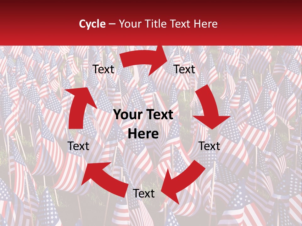 A Field Full Of American Flags With A Name Of Presentation PowerPoint Template
