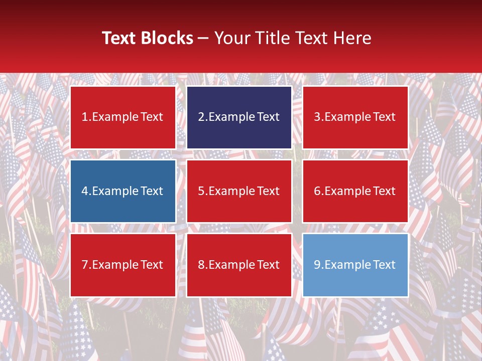 A Field Full Of American Flags With A Name Of Presentation PowerPoint Template