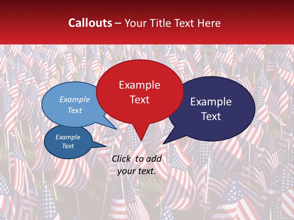 A Field Full Of American Flags With A Name Of Presentation PowerPoint Template