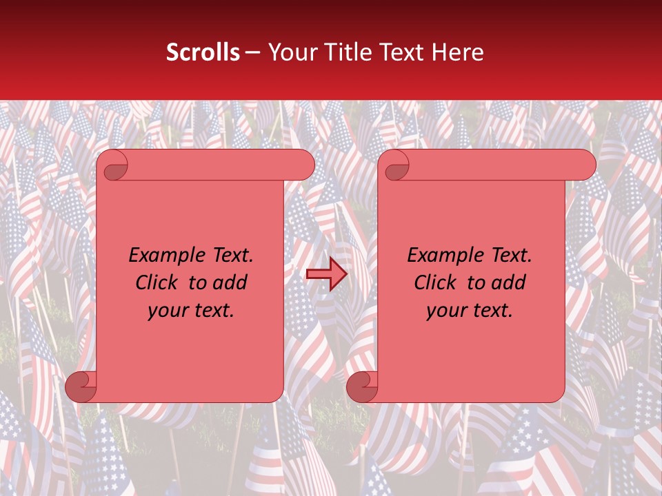 A Field Full Of American Flags With A Name Of Presentation PowerPoint Template