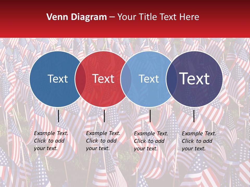 A Field Full Of American Flags With A Name Of Presentation PowerPoint Template