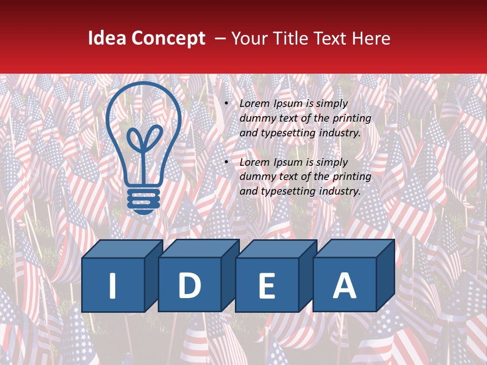 A Field Full Of American Flags With A Name Of Presentation PowerPoint Template