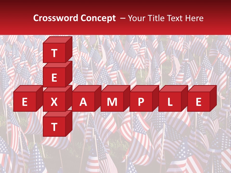 A Field Full Of American Flags With A Name Of Presentation PowerPoint Template