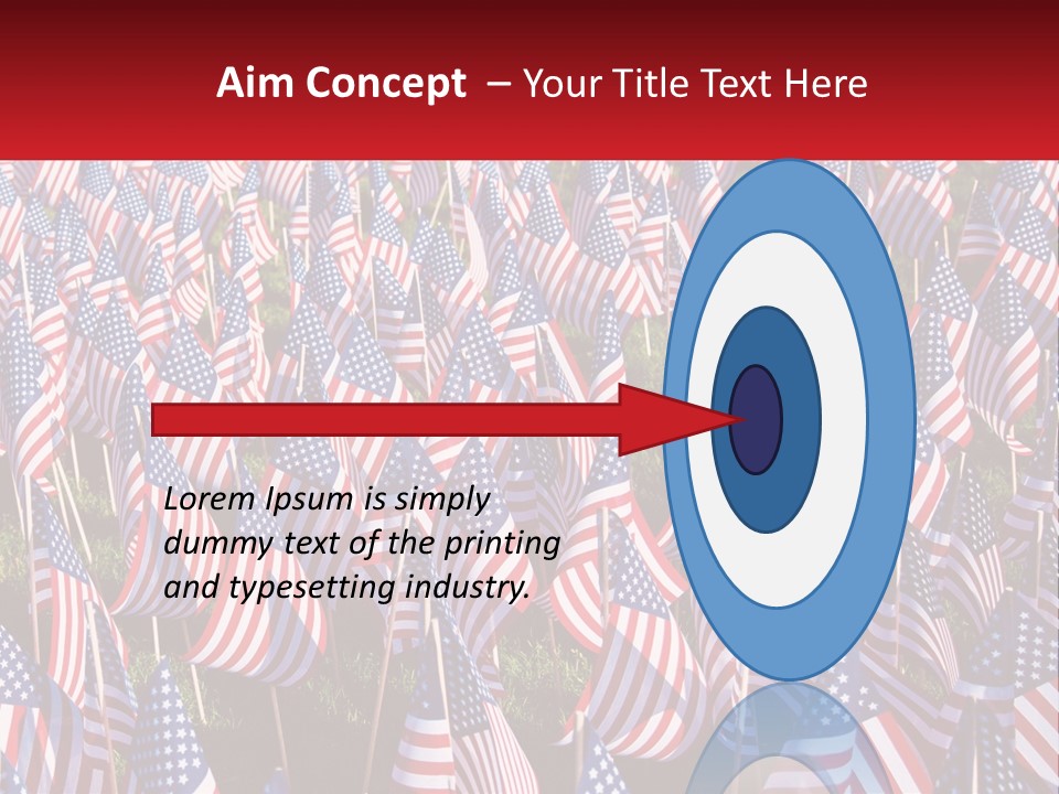 A Field Full Of American Flags With A Name Of Presentation PowerPoint Template