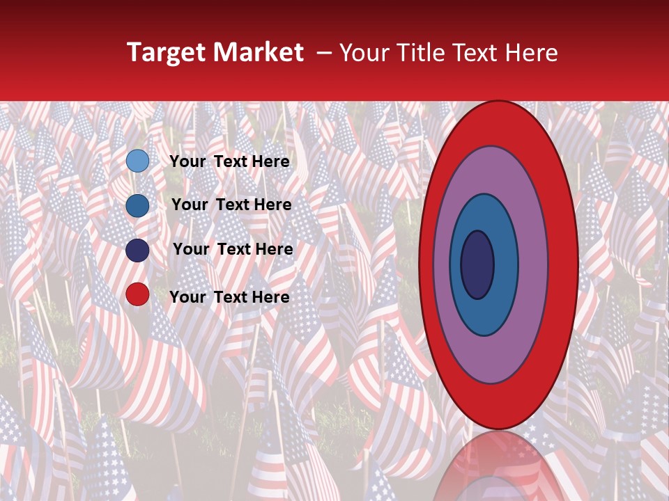 A Field Full Of American Flags With A Name Of Presentation PowerPoint Template