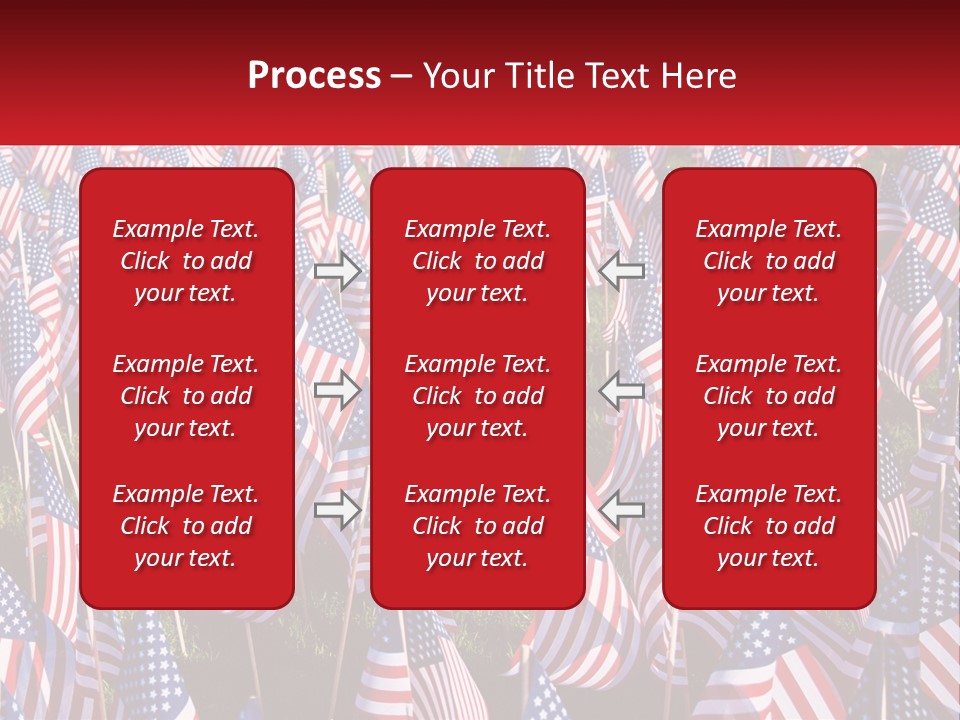 A Field Full Of American Flags With A Name Of Presentation PowerPoint Template