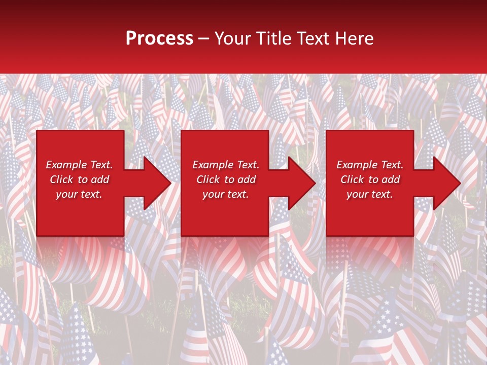 A Field Full Of American Flags With A Name Of Presentation PowerPoint Template