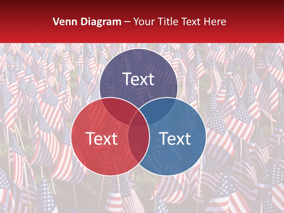 A Field Full Of American Flags With A Name Of Presentation PowerPoint Template