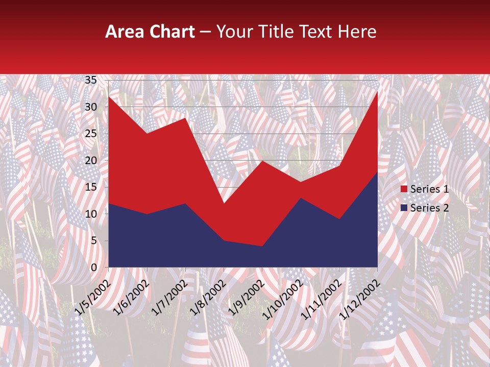 A Field Full Of American Flags With A Name Of Presentation PowerPoint Template